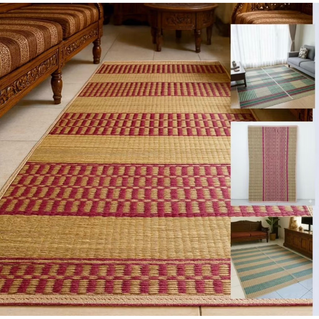 Tikar Mendong Asli Jumbo Tebal – Tikar Anyam Tenun Kloso Lipat untuk Lantai & Piknik