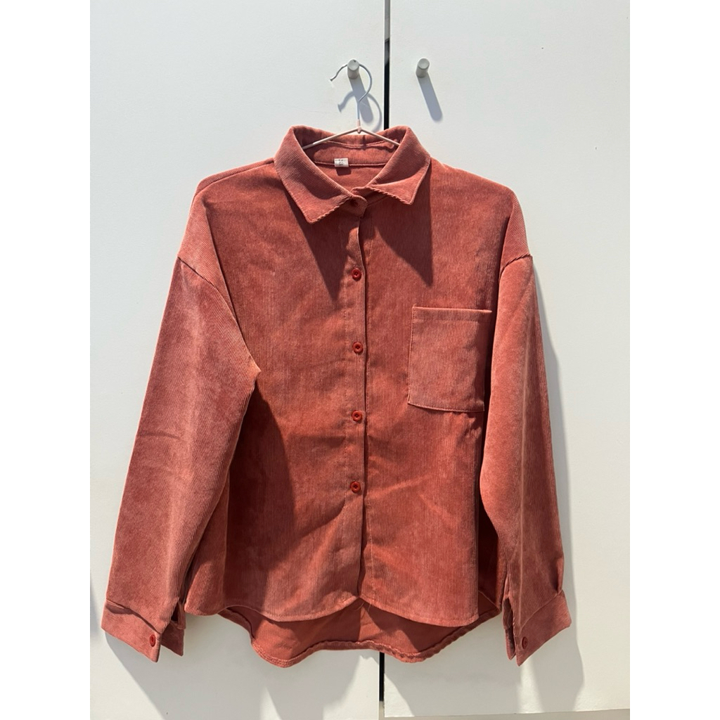 (PRELOVED) Corduroy Tshirt & Outer Pink