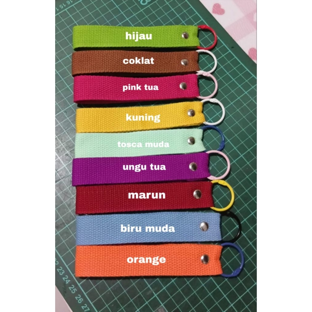 webbingkeychain/gantungan kunci/warna warni/webbing katun