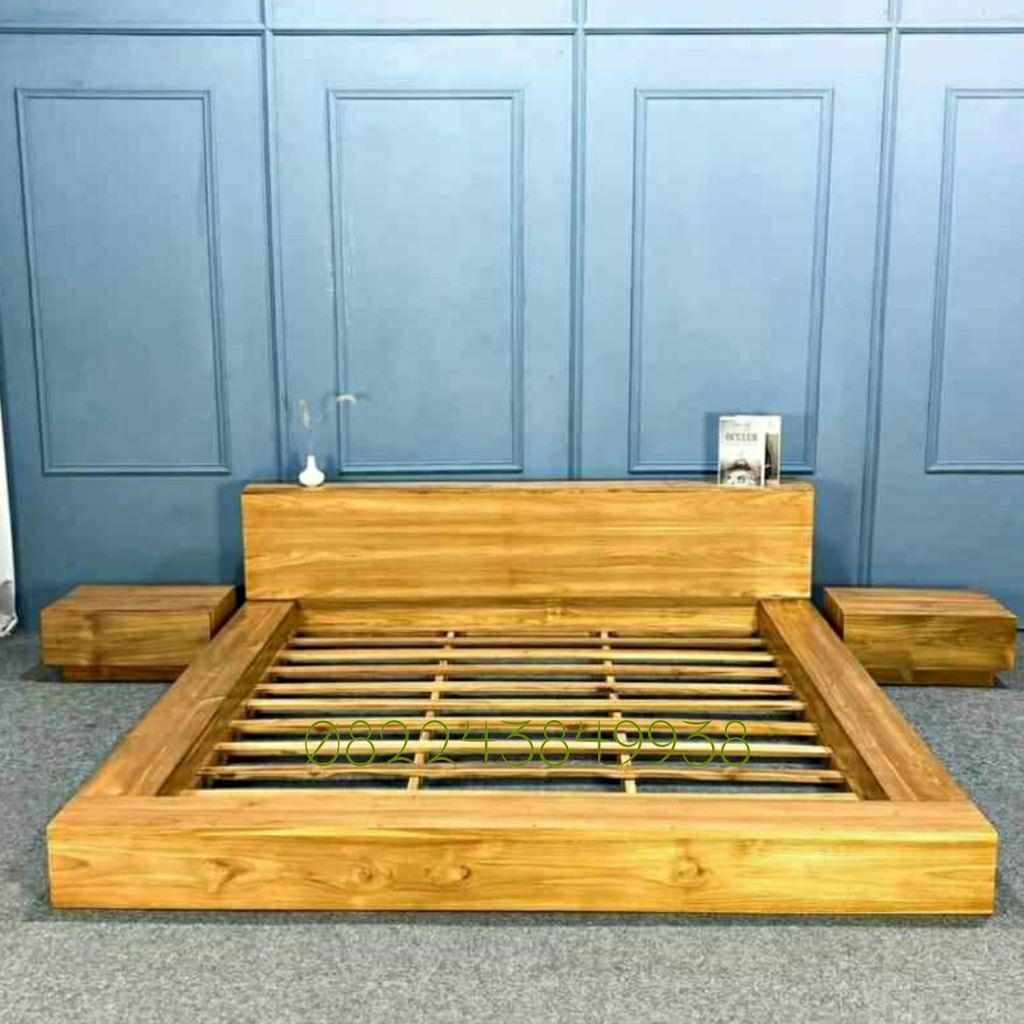 Dipan jati minimalis ranjang divan pendek set nakas laci