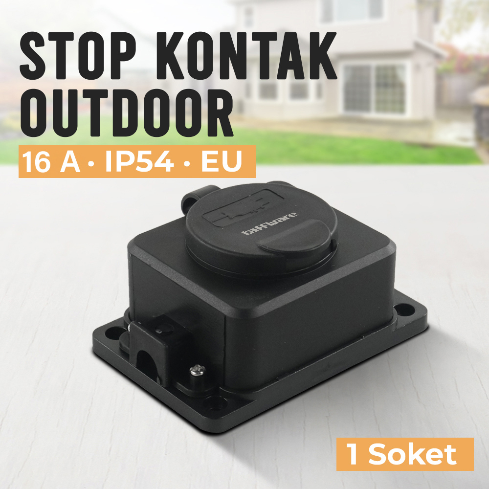 alat listrik StopKontak Outdoor Terminal Anti Air IP54 16A 250V EU 1 Soket - T36