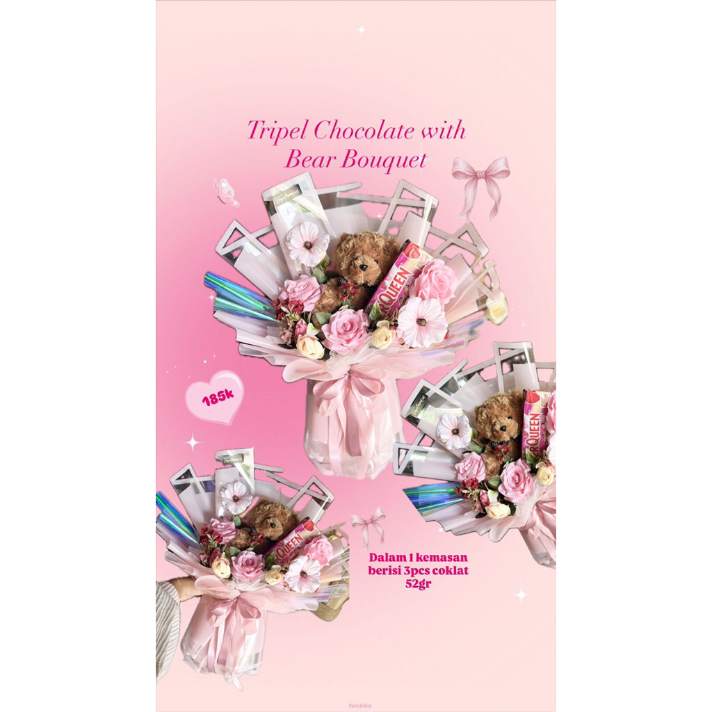 Bucket Coklat Silverqueen dan Boneka Kado Valentine Kado Ulang Tahun