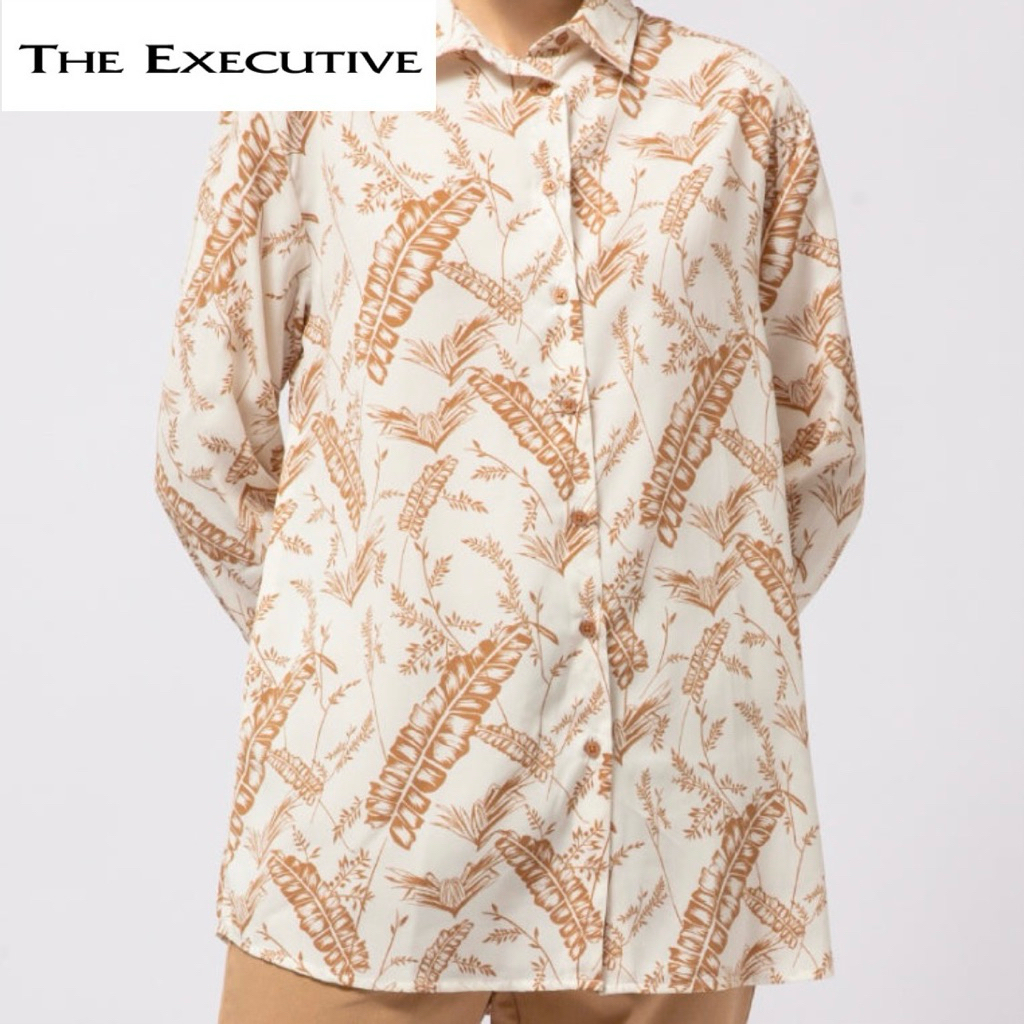 [PRELOVED] THE EXECUTIVE Loose Fit Printed Blouse | Kemeja Blouse Lengan Panjang Motif Bunga huu