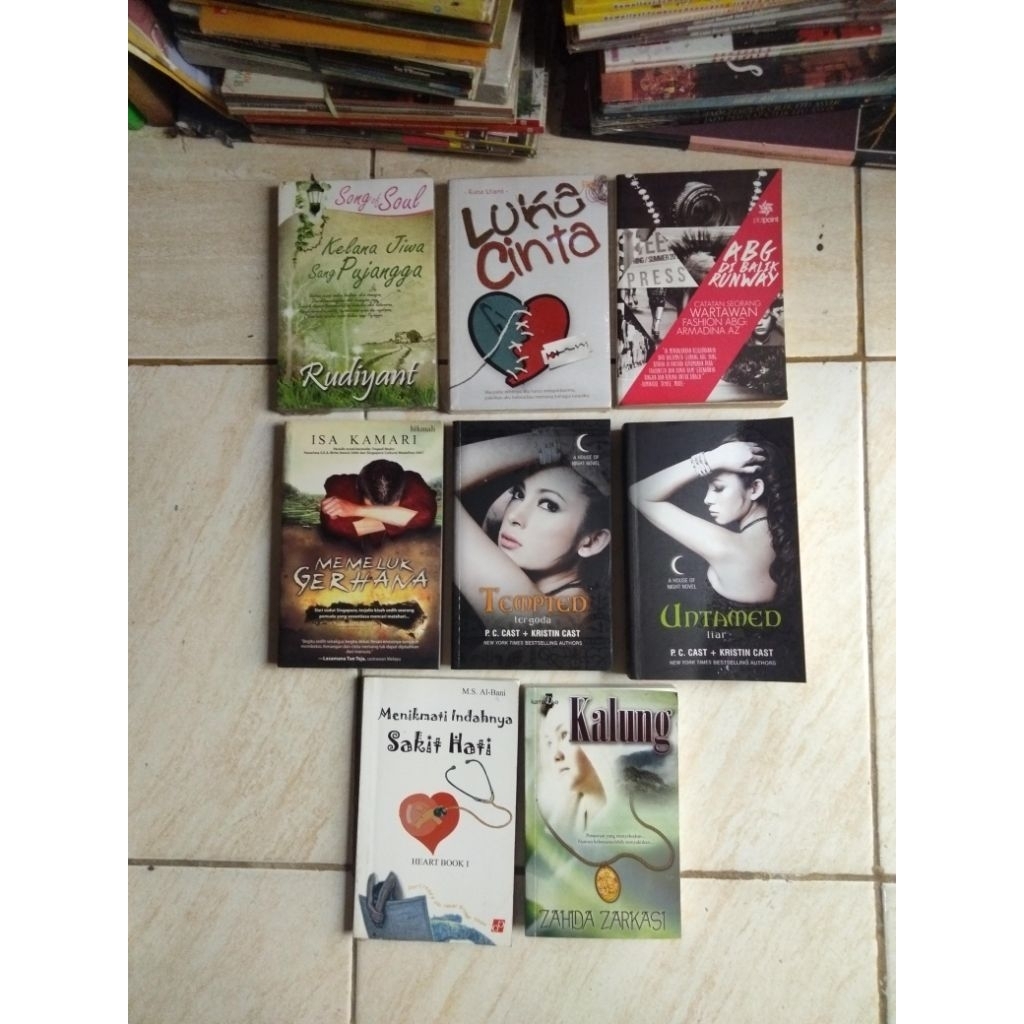 Buku Novel SONG OF THE SOUL, LUKA CINTA, ABG di BALIK RUNWAY, MEMELUK GERHANA, TAMTED, UNTAMED, SAKI