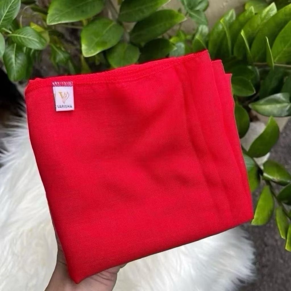 Hijab paris segi empat merah cabe || Paris jadul Polos || Jilbab Paris Varisha merah terang || Paris