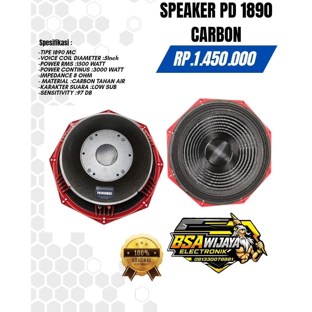 SPEAKER KOMPONEN  PD 1890 18 INCH DAUN CARBON COIL 5