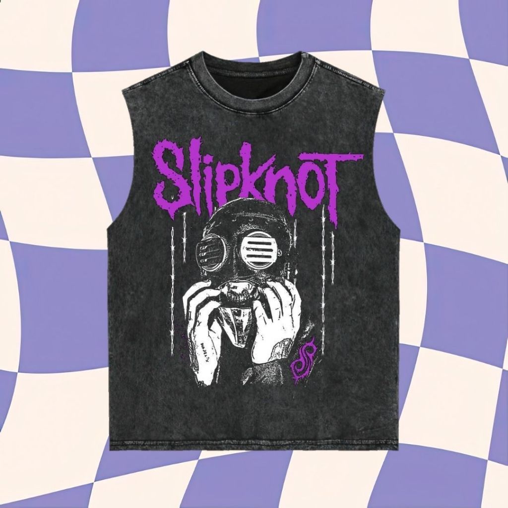 Purple Haze "Slipknot Sid Wilson" Sleeveless Oversized T-Shirt | Stone Wash | Kaos Oversize | Vintag