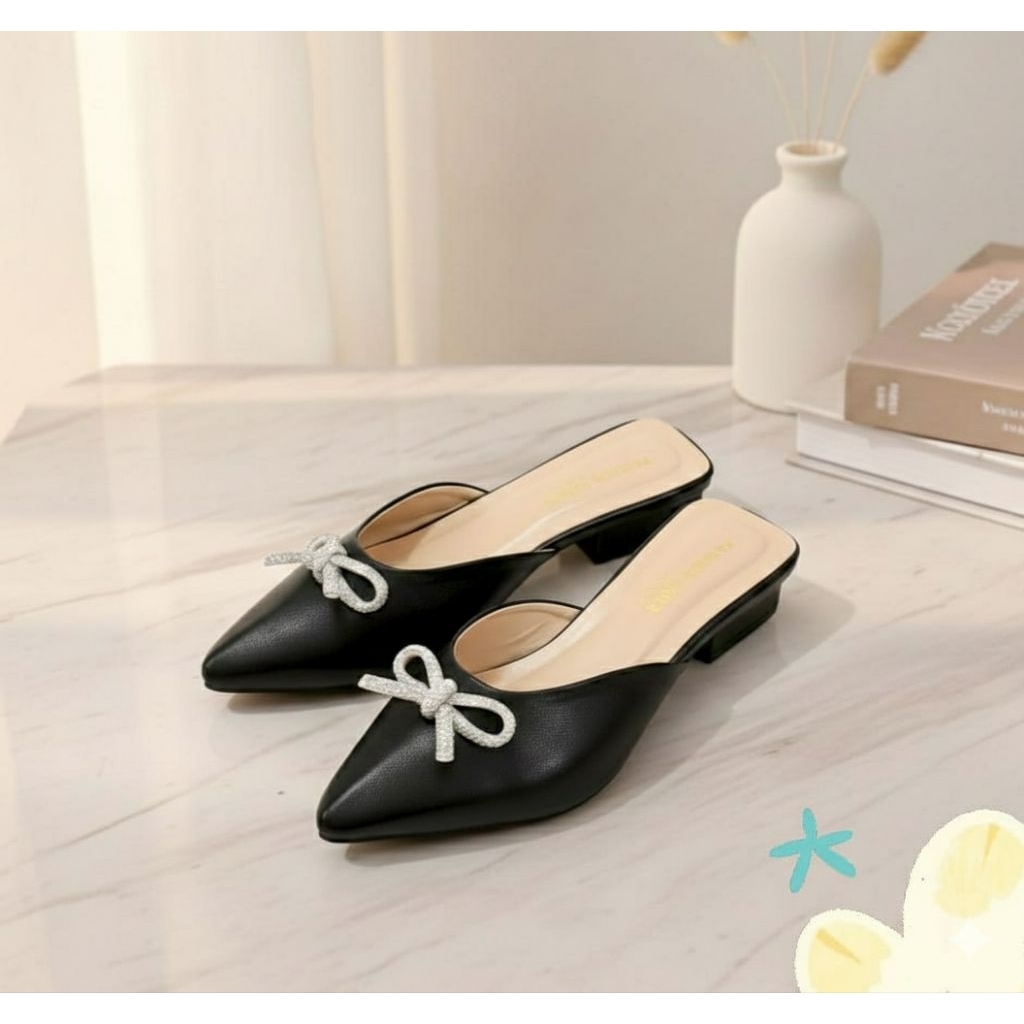 Sandal wanita kekinian Sandal selop wanita terbaru Sandal mules hak 3cm