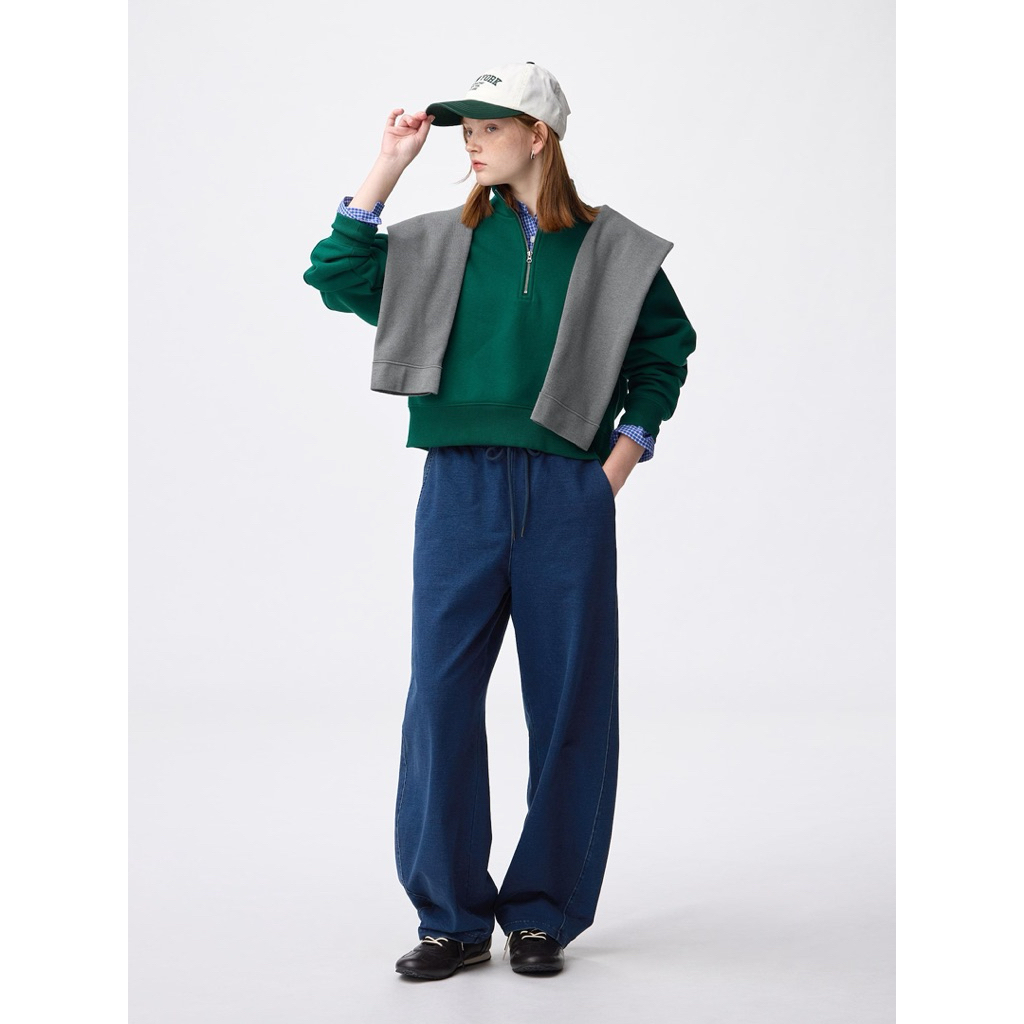 Denim Sweat Barrel Leg Pants Q GU-Po Japan