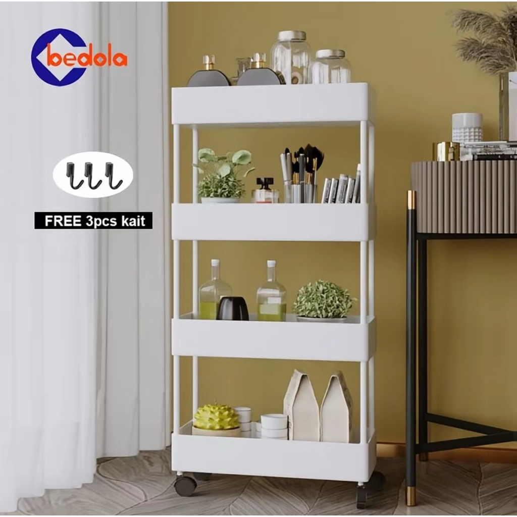 Rak Serbaguna 4 Susun Minimalis + Roda | Rak Dapur / Rak Snack / Rak Multifungsi