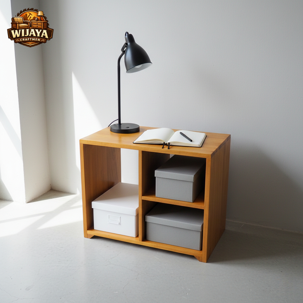 Rak Printer Kayu Jati Minimalis 2 Tingkat | Meja Printer Kayu Jati Solid | Rak Printer Kuat & Esteti