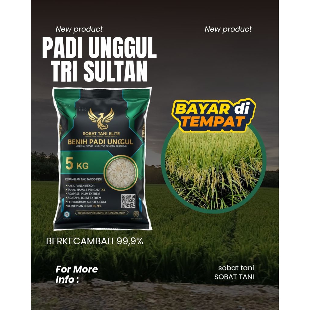 Benih padi unggul TRI SULTAN 05 kemasan 5kg original