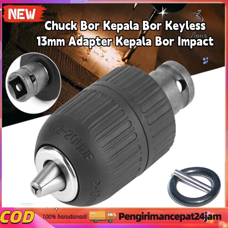 Chuck Bor Kepala Bor Keyless 13mm Adapter Kepala Bor Impact