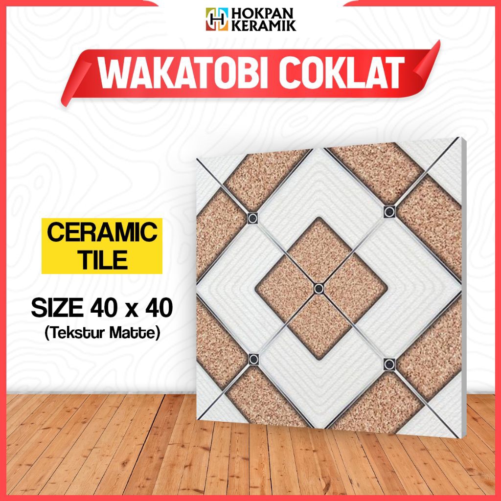 Lantai Keramik Ukuran 40x40 Motif Wakatobi Coklat - Hokpan Keramik