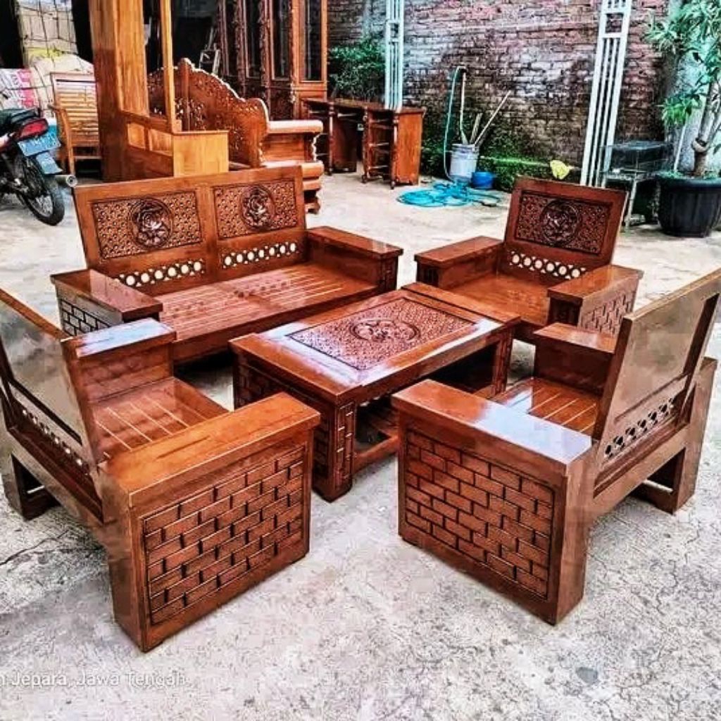 SET KURSI TAMU MINIMALIS KOPER KAYU JATI JEPARA 2111MEJA