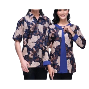 BAJU COUPLE BATIK BIRU OVER SIZE SARIMBIT COUPLE BATIK BLOUSE BIRU BIG SIZE
