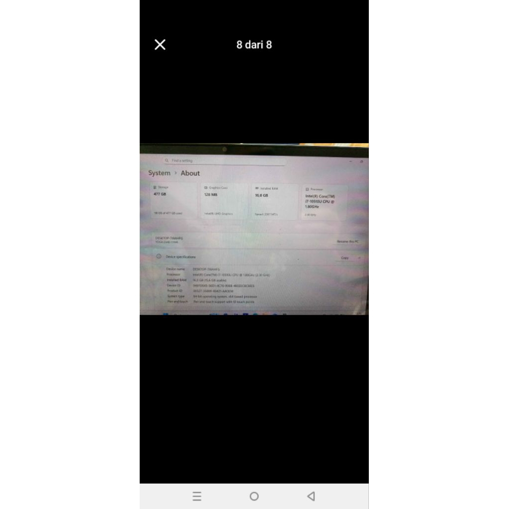 Laptop Lenovo Yoga C640-13IML Intel core I7