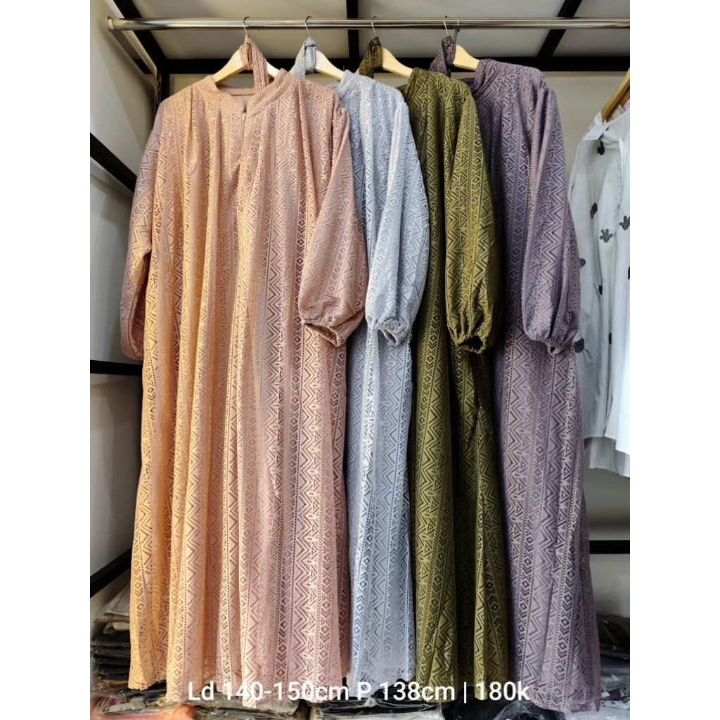Gamis brukat busui full furing ld 140-150cm