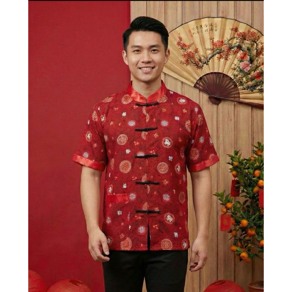 Kemeja Katun Cheongsam Changsan Pria