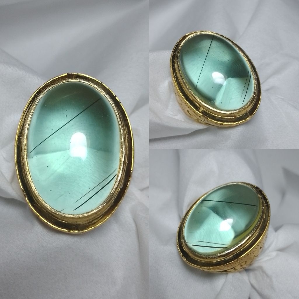 Batu cincin natural kinyang daun unik rambut dlm batu Cc66