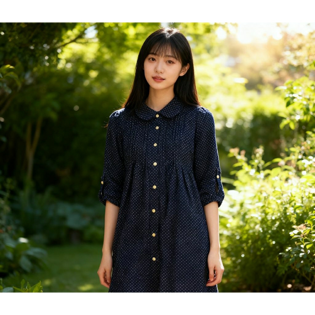 ZARA DRESS TUNIK POLKA NAVY LACE KOREA ORIGINAL