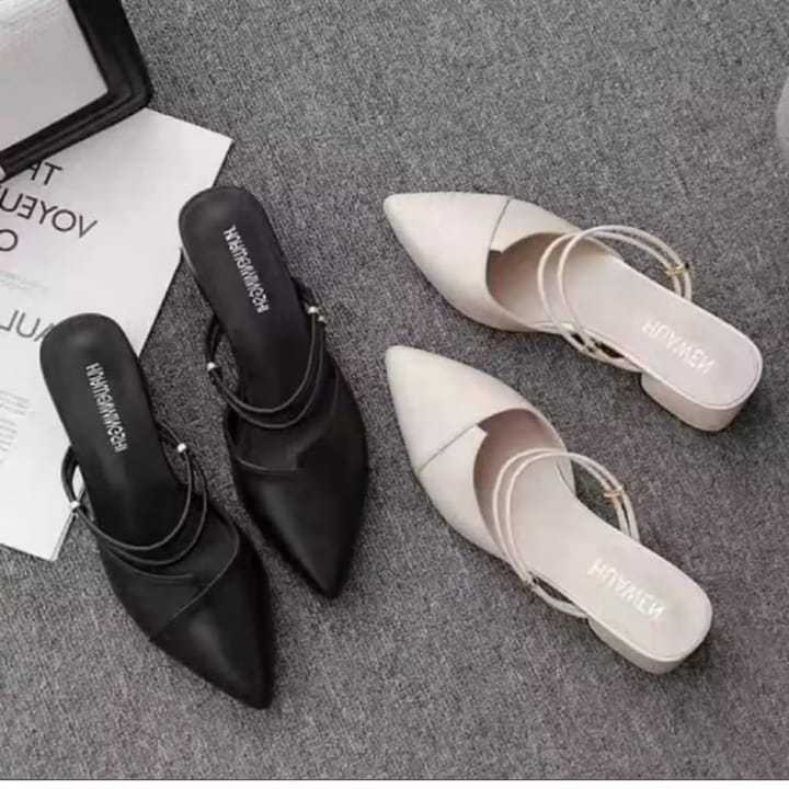 Sepatu Flatshoes Wanita Heels 3cm Anti Slip Kulit Sintetis