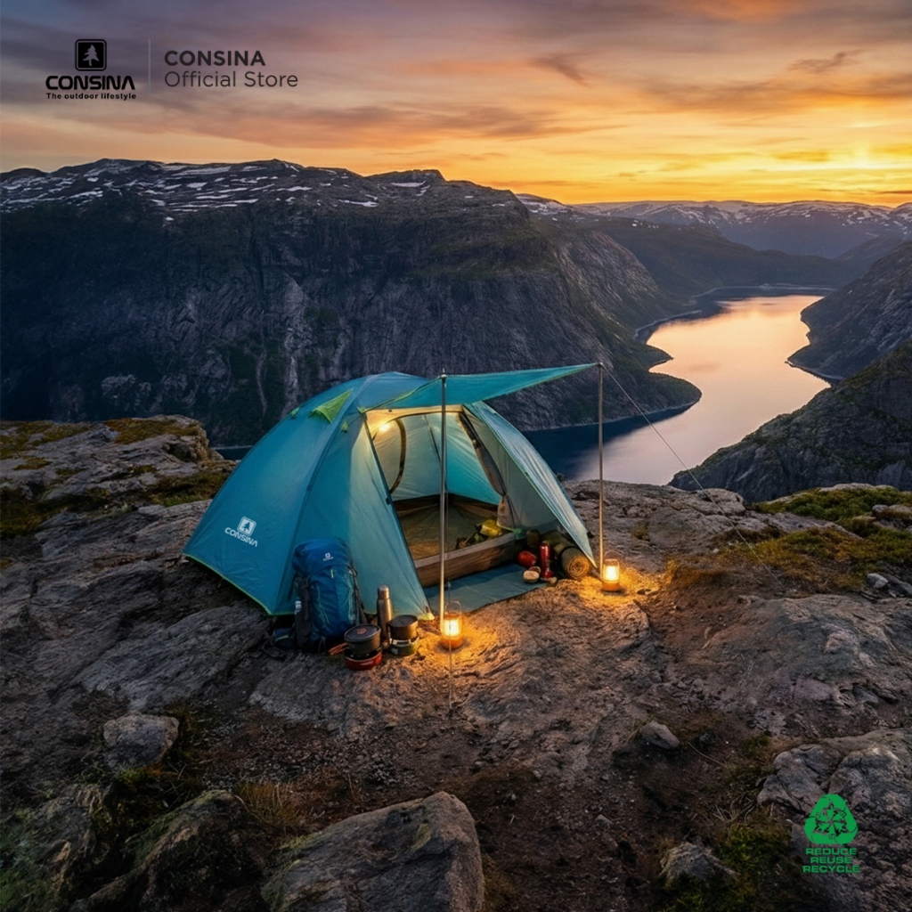 Consina Desert Fox 3 Alloy Tenda Dome Gunung 2-3 Orang | Outdoor Camping Hiking Tent