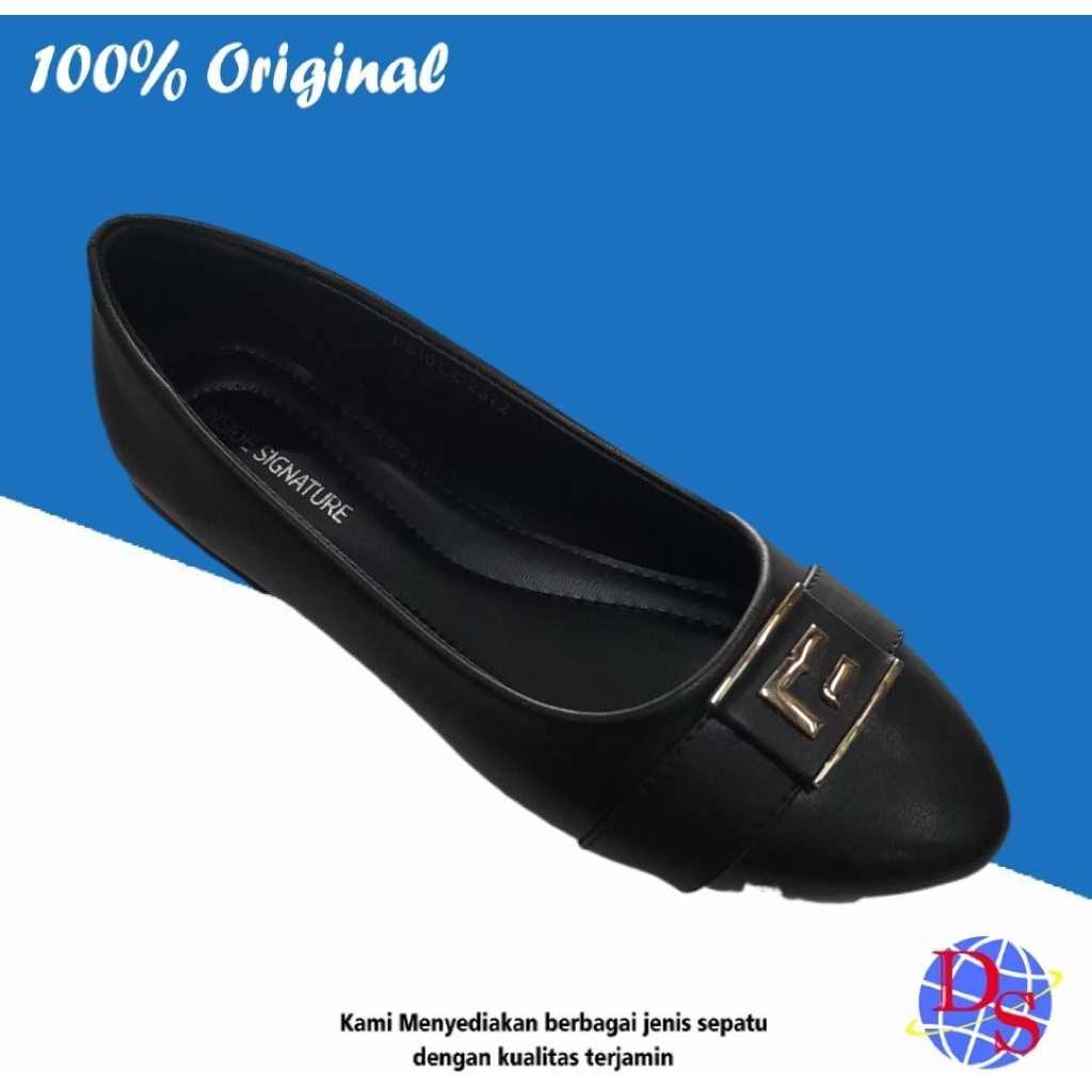 Sepatu Wanita Flat Inside Signature CC 2372 Hitam