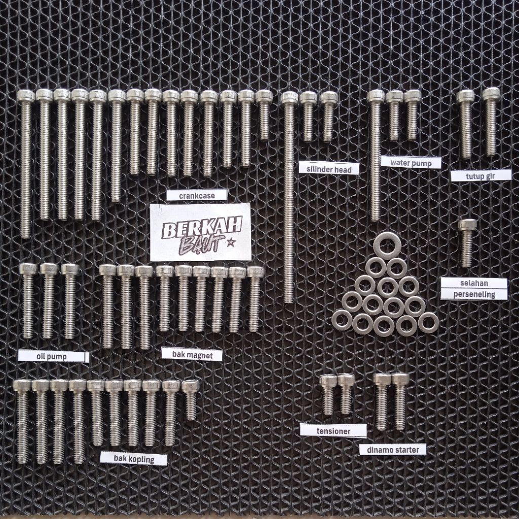 BAUT BLOK MESIN HONDA CBR 150R CBU  FULLSET STAINLESS 304