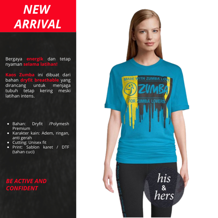 KAOS ZUMBA WEAR MADE WITH LOVE BIRU