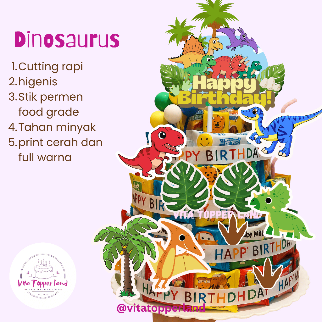 cake topper dinosaurus hiasan kue ulang tahun medan custom nama