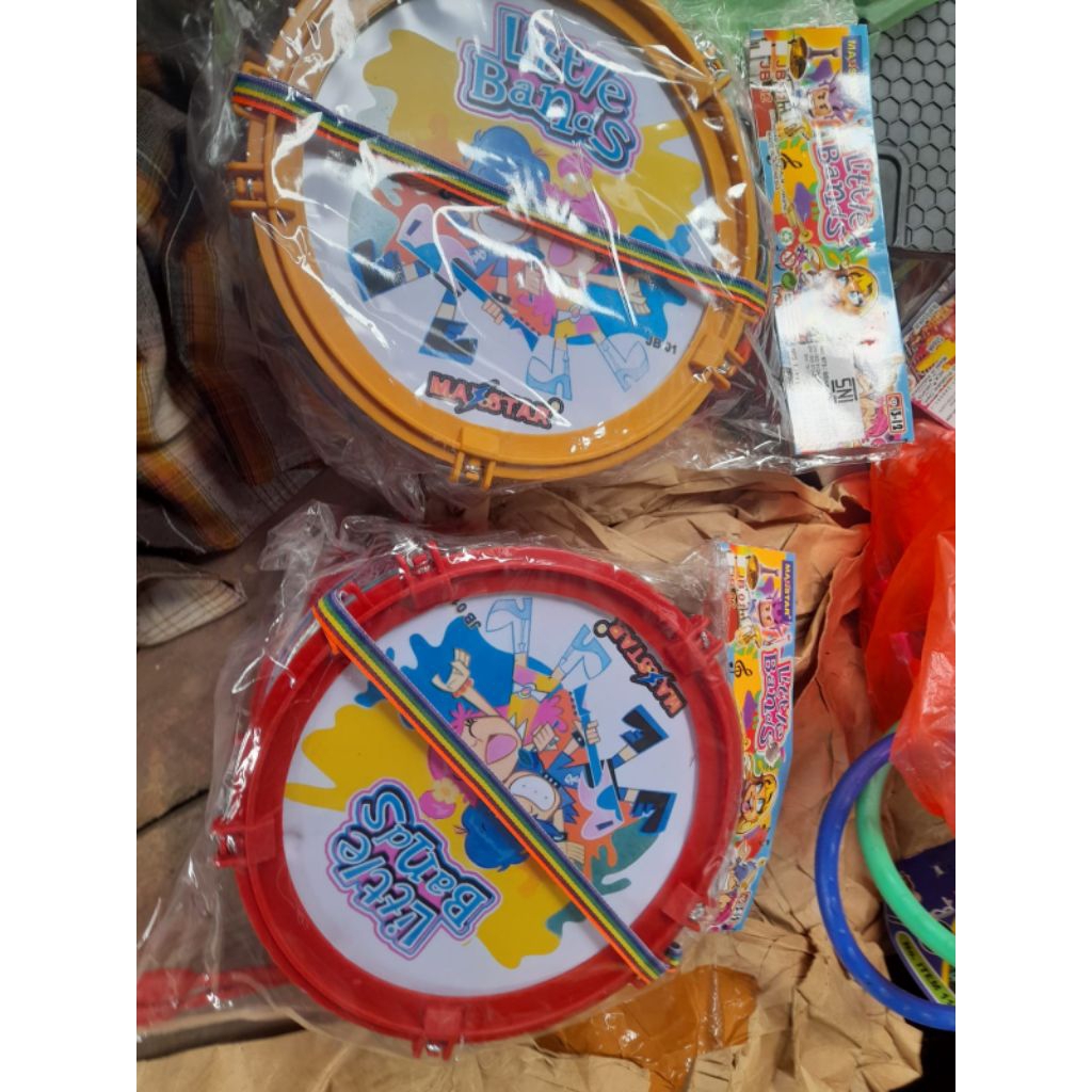 mainan anak drum band 2 stik ada tali