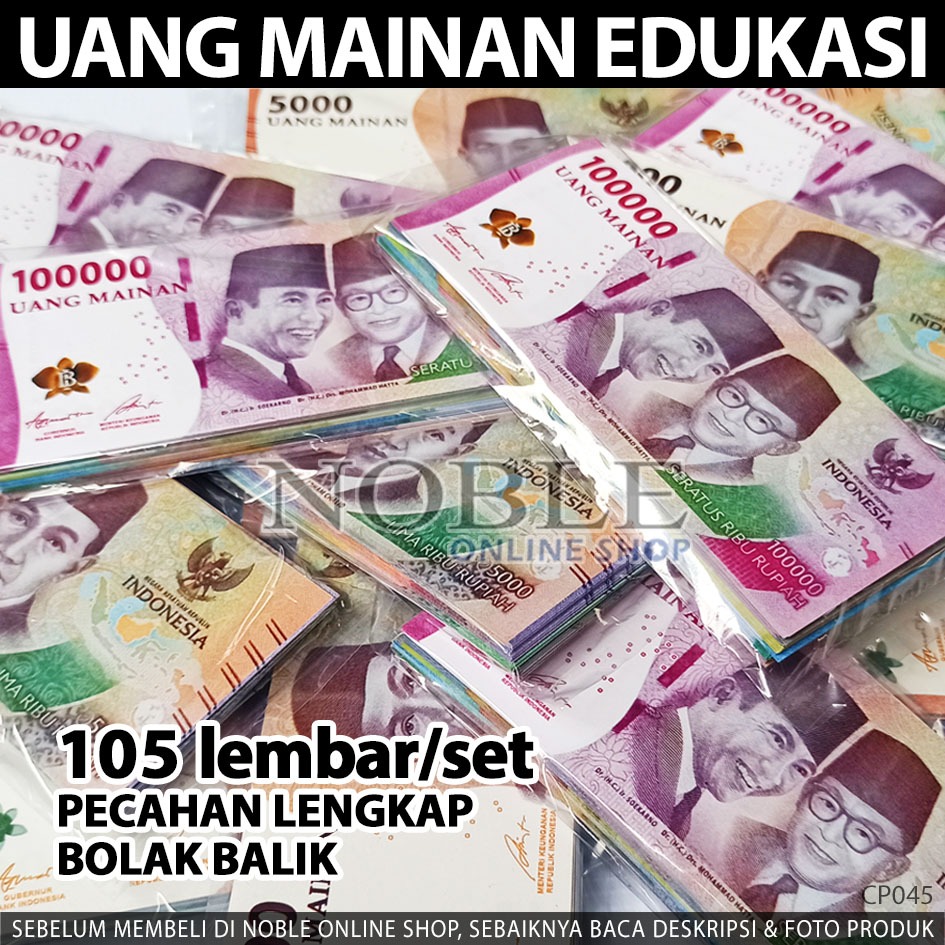 105 LEMBAR UANG MAINAN MONOPOLI RUPIAH BELAJAR MATEMATIKA EKONOMI TRANSAKSI JUAL BELI HITUNG DUIT DU
