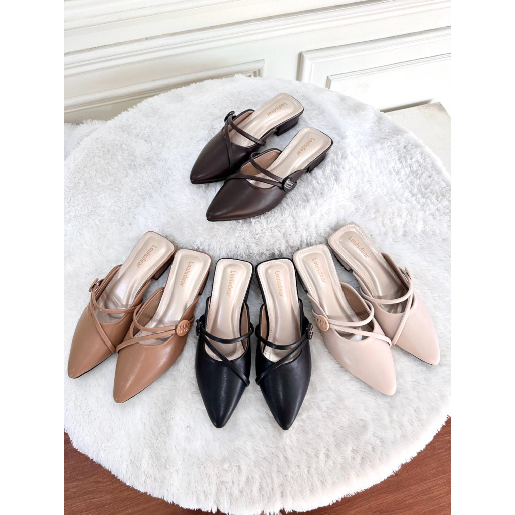 sendal sandal wanita Louisdear 003 bahan kulit Dove