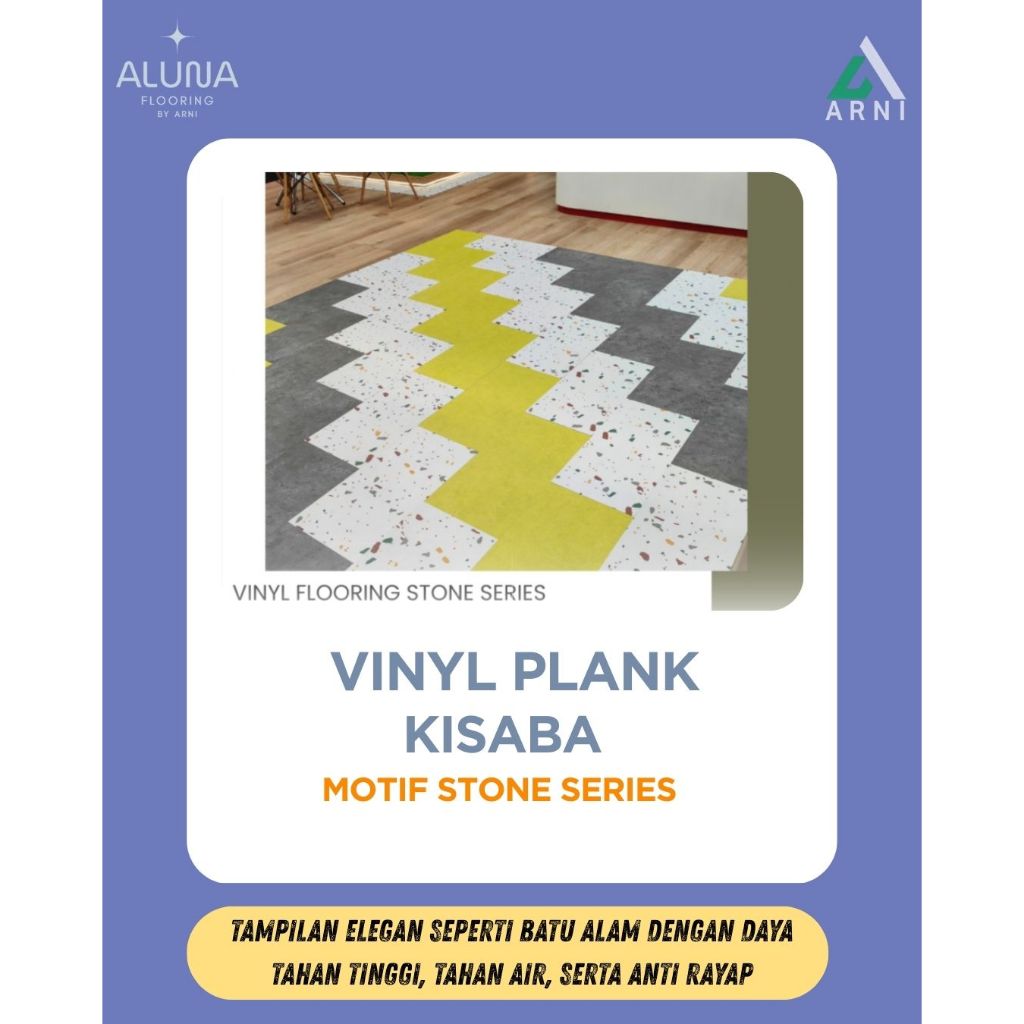 Lantai Vinyl KISABA Tebal 3mm | Vinyl Lantai Motif Stone | Dekorasi Interior Lantai | Interior Dekor