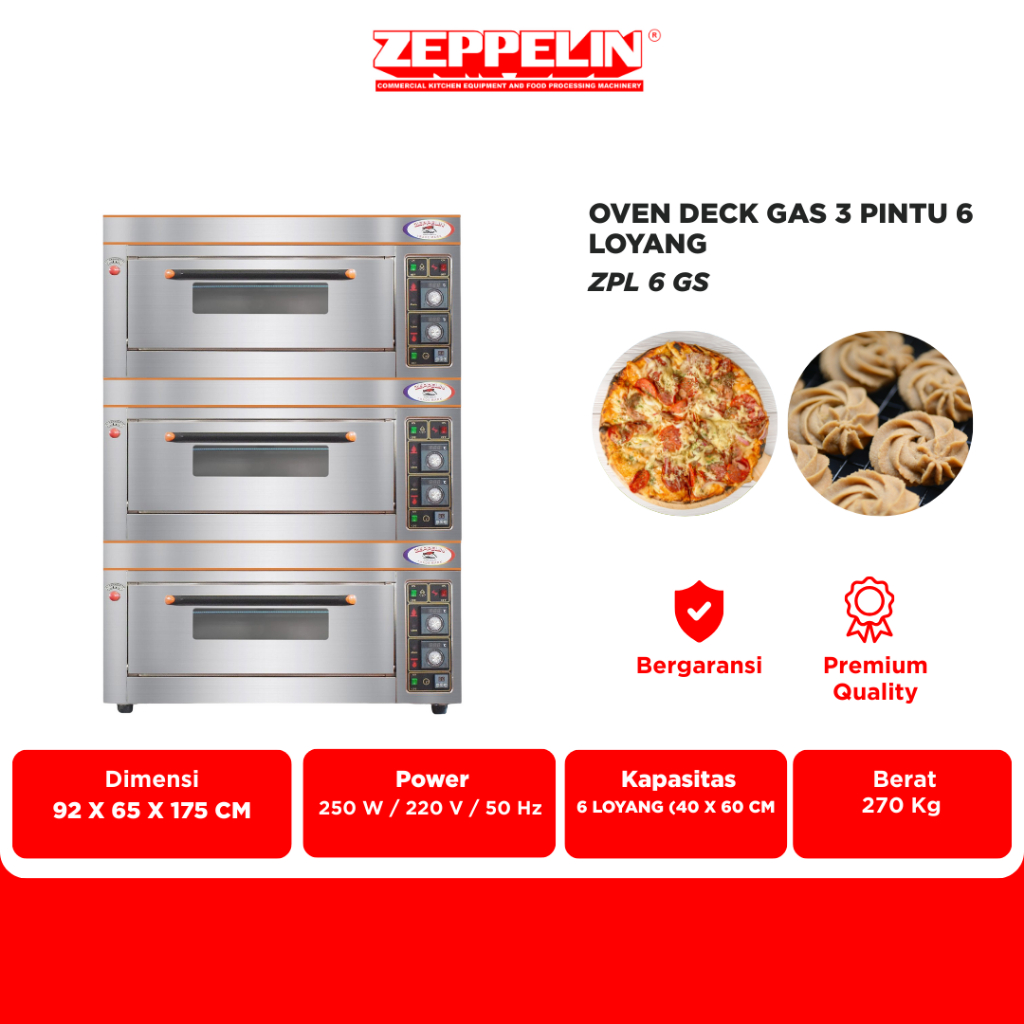 Zeppelin Oven Deck Gas 3 Pintu 6 Loyang