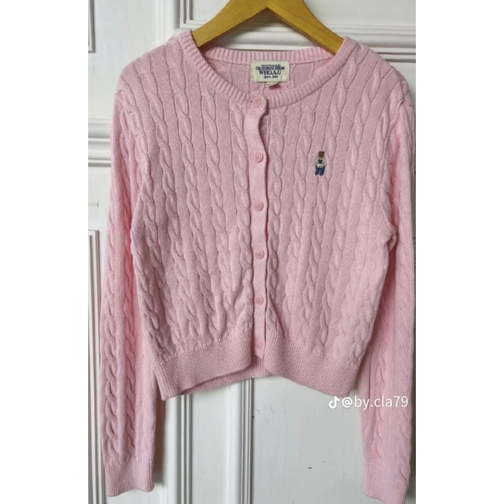 cardigan cable knit WHO AU Pink