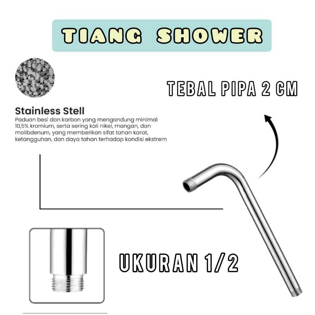 Shower Pipe Pipa Tiang Shower Mandi Gantung Wall Shower Pipa Dinding Tembok Bracket Shower Gantung A