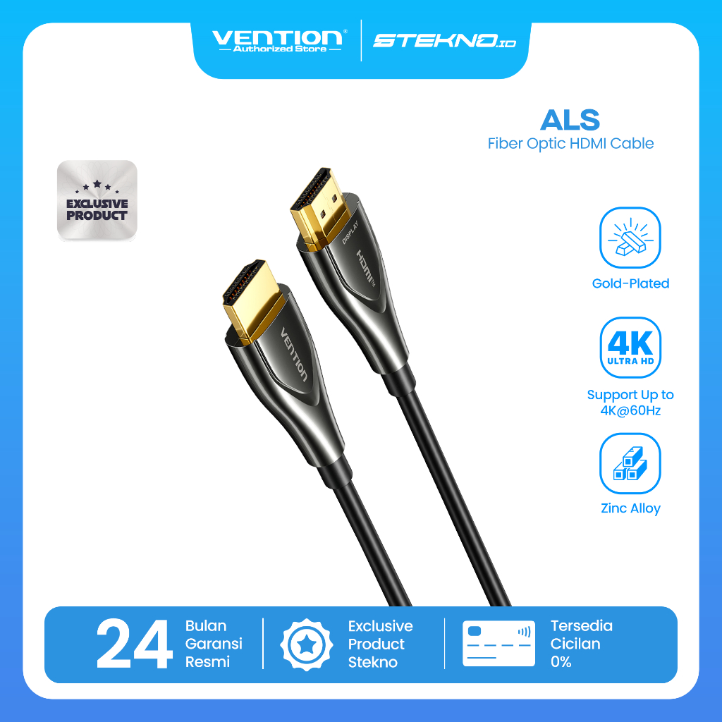 Vention Kabel Fiber Optical HDMI to HDMI 4K 60Hz UHD Zinc Alloy Support Smart TV Proyektor PS5