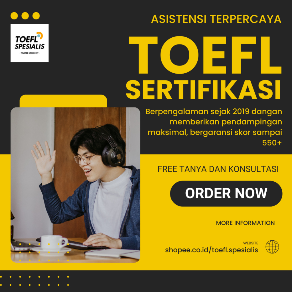 Sertifikasi resmi TOEFL ITP ETS INTERNASIONAL/asistensi/550+