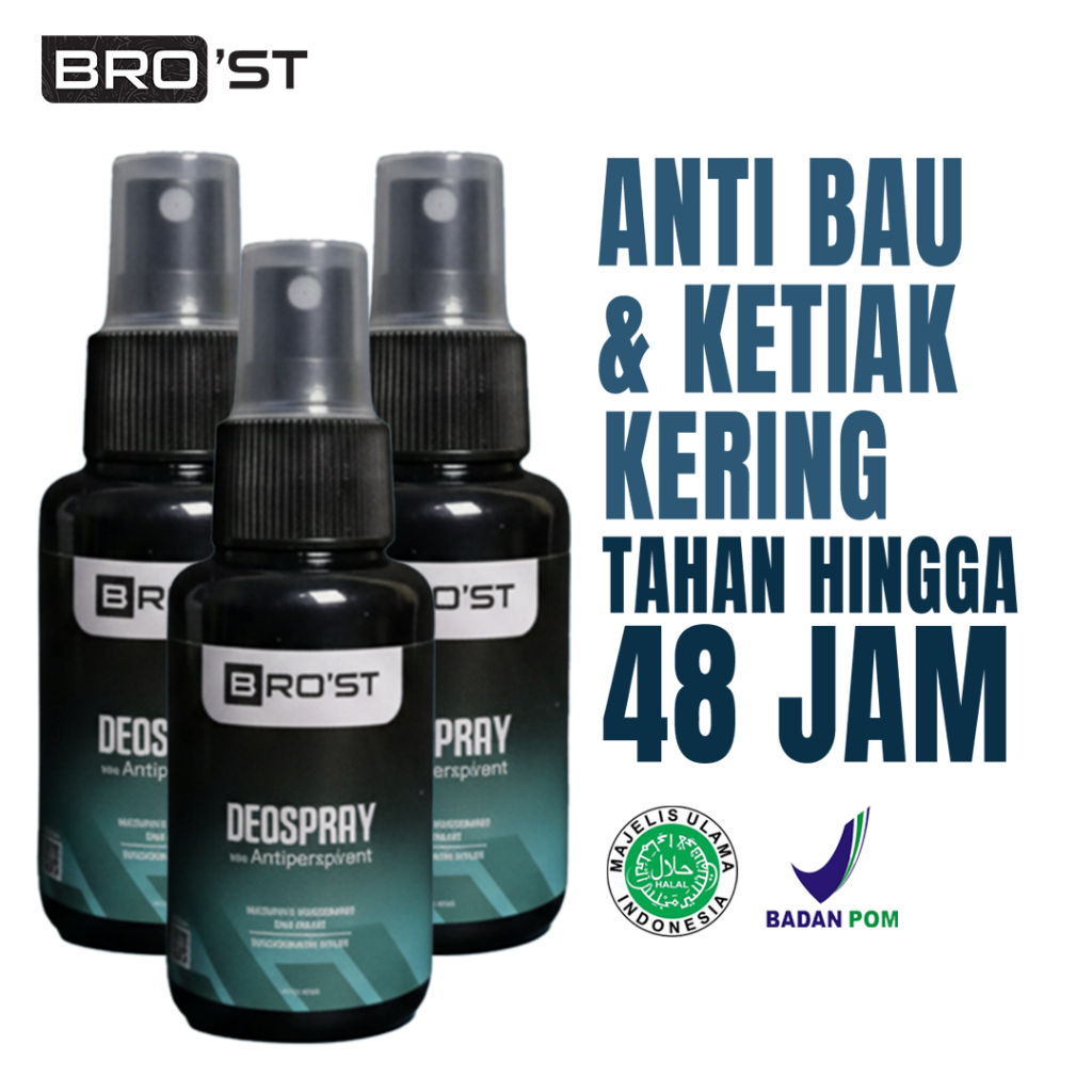 [3 PCS] BRO'ST Deodorant Spray Antiperspirant Tosca 60ml (Paket 3 Botol) – Deodorant Pria – Niacinam