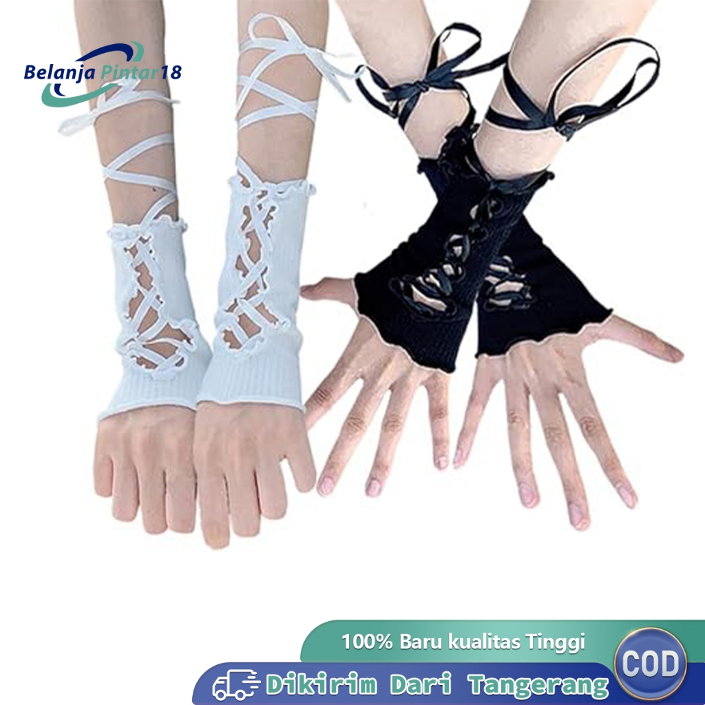 Sarung Tangan Rajut Jaring Sarung Tangan Tanpa Jari Jepang Lolita Sarung Tangan Jari Bolong Gothic