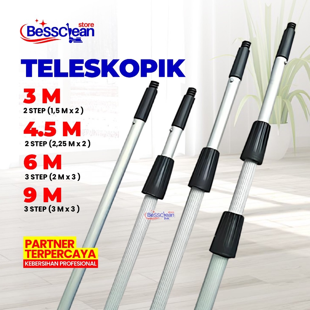 Tongkat Teleskopik / Telescopic Pole 3, 4.5, 6 dan 9 Meter / Tongkat Pembersih
