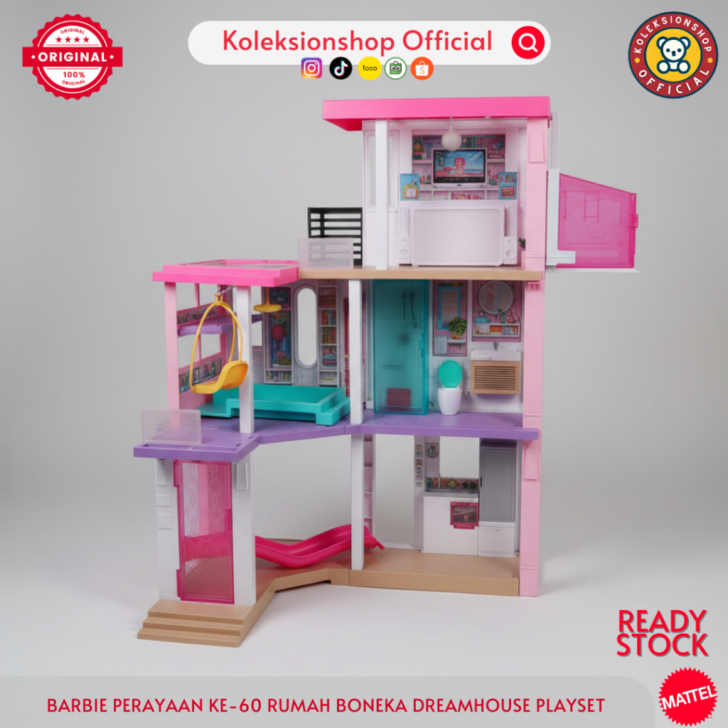 Barbie 60th Anniversary Dreamhouse Playset Rumah Boneka Barbie Original Mattel