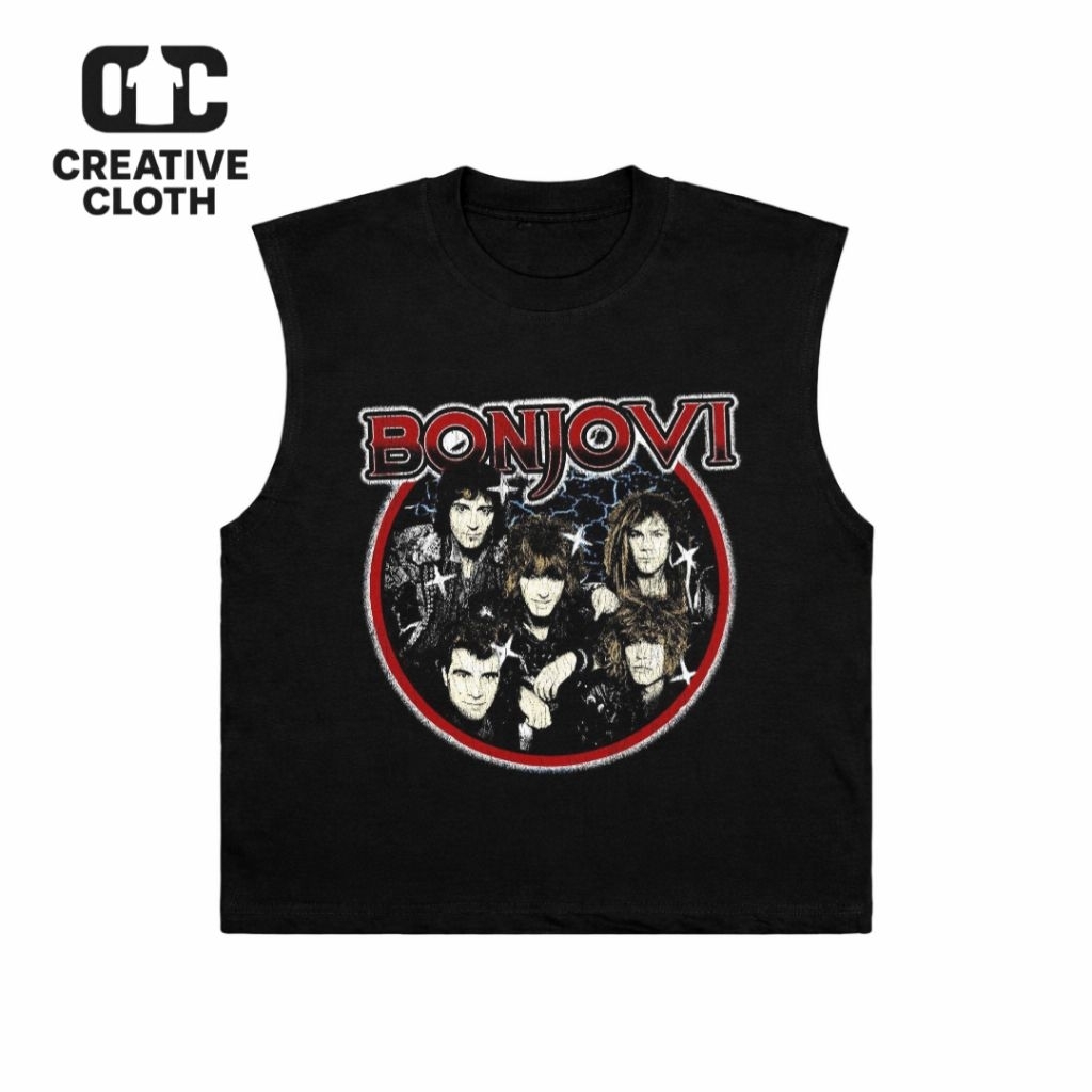 KAOS BAJU SINGLET BONJOVI BAND CLASSIC ROCK | SINGLET HITAM | SINGLET BAND | KAOS BAND | BAND METAL 
