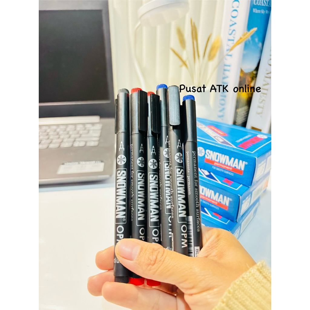 Spidol Snowman OPM Original | Permanent Marker Tinta Tajam | ATK Kantor | Spidol Serbaguna