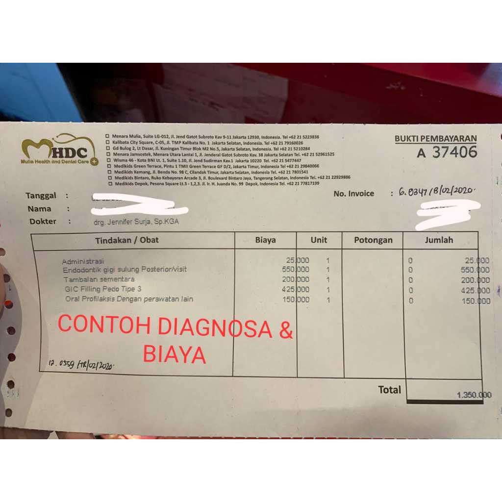READY KWITANSI NOTA KLINIK DOKTER GIGI ASLI