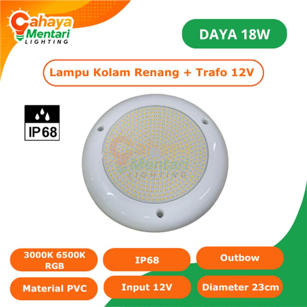 Lampu Kolam Renang 18W Led + Trafo 12 Volt