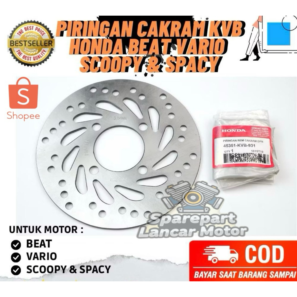 100% ORIGINAL Piringan Cakram Depan KVB/KZL Honda Beat FI Vario 110 125 150 Scoopy Spacy - Disc Brak