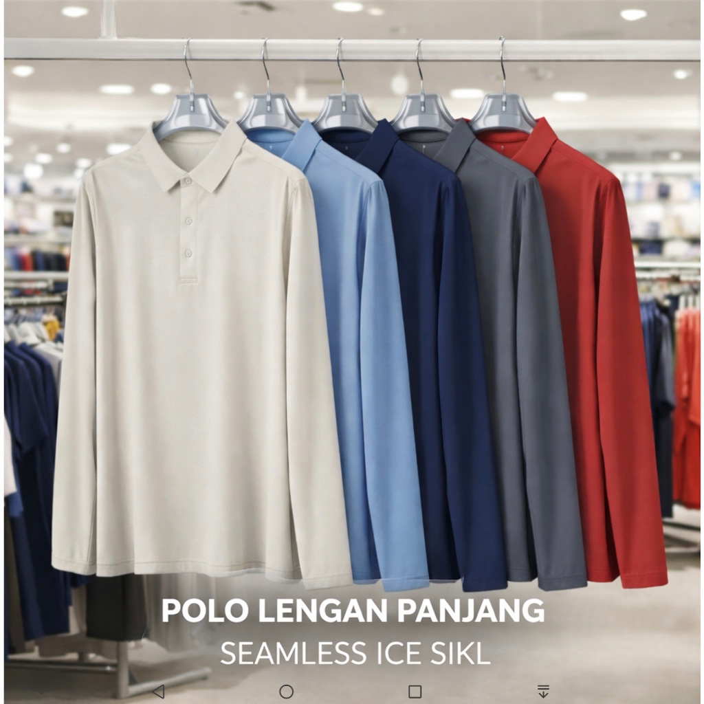 Kaos kerah poloT-shirt lengan panjang dry fit seamless tanpa jahitan